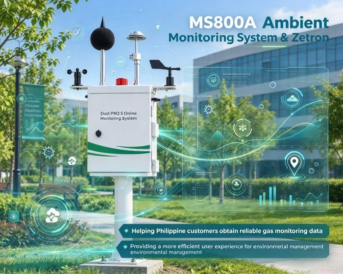Sistema de monitoramento da qualidade do ar Zetron MS800A implantado nas Filipinas, instalação e treinamento concluídos